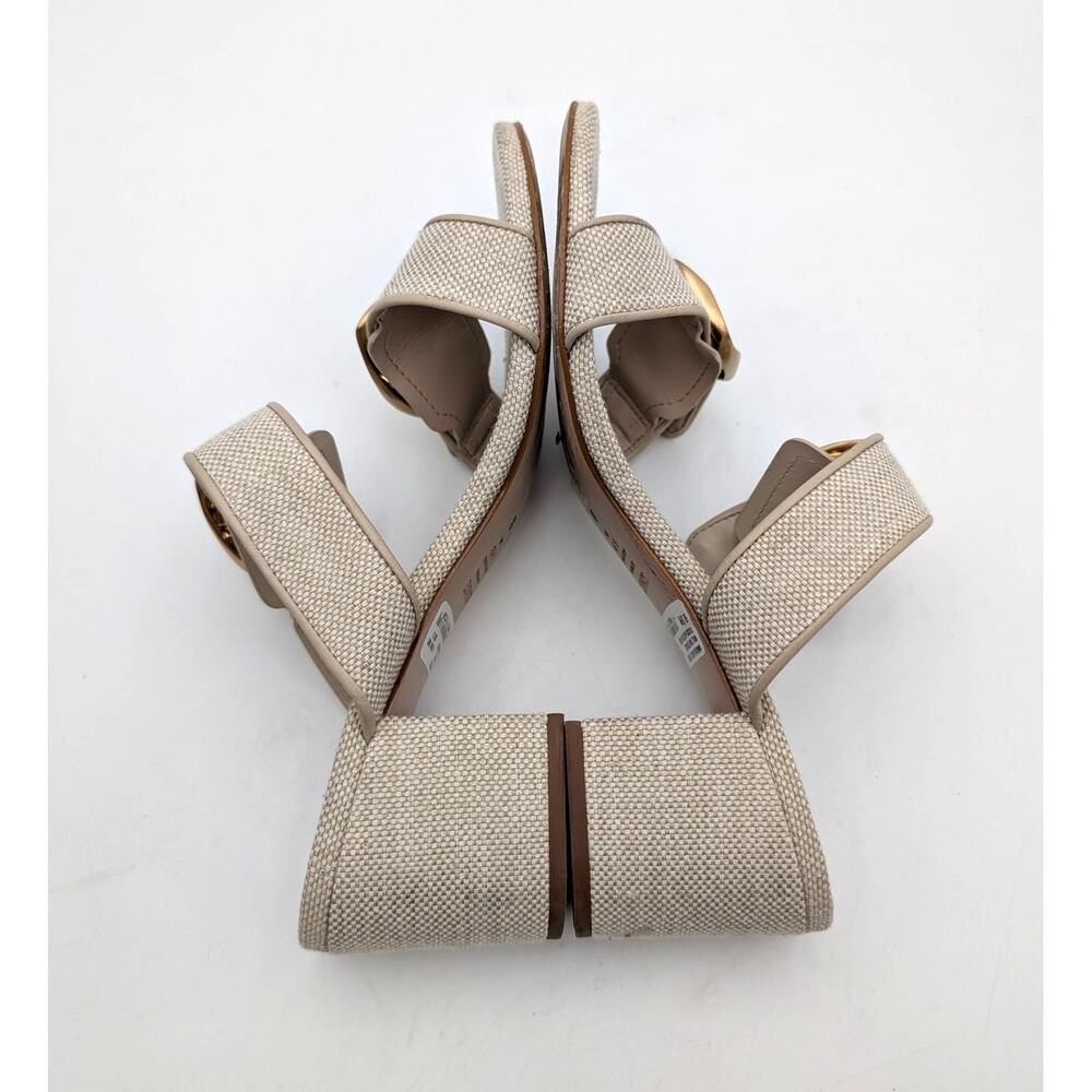 Schutz Olga Sandal Oyster Block Heel Raffia - Picture 7 of 14